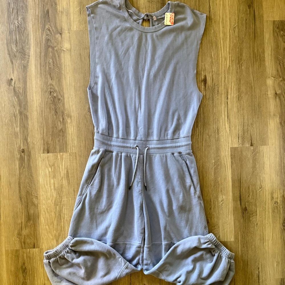 Free People Throw and Go Onesie NWT Large Vintage Blue HTF Color FP Movement - Picture 3 of 7